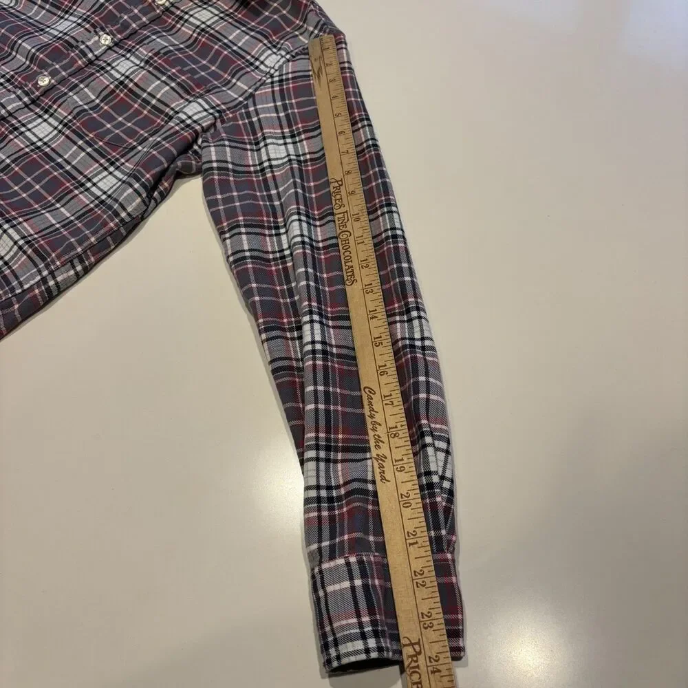 Tailored By J Crew Long Sleeve Button Up Mens Plaid 100% Cotton Small Classic